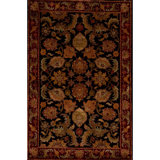 Hand-Knotted High-Quality Black and Red Area Rug