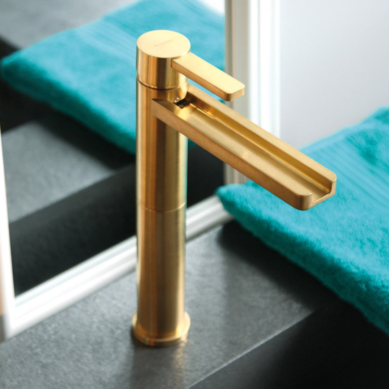 Capri Single Hole Bathroom Faucet, Brushed Gold