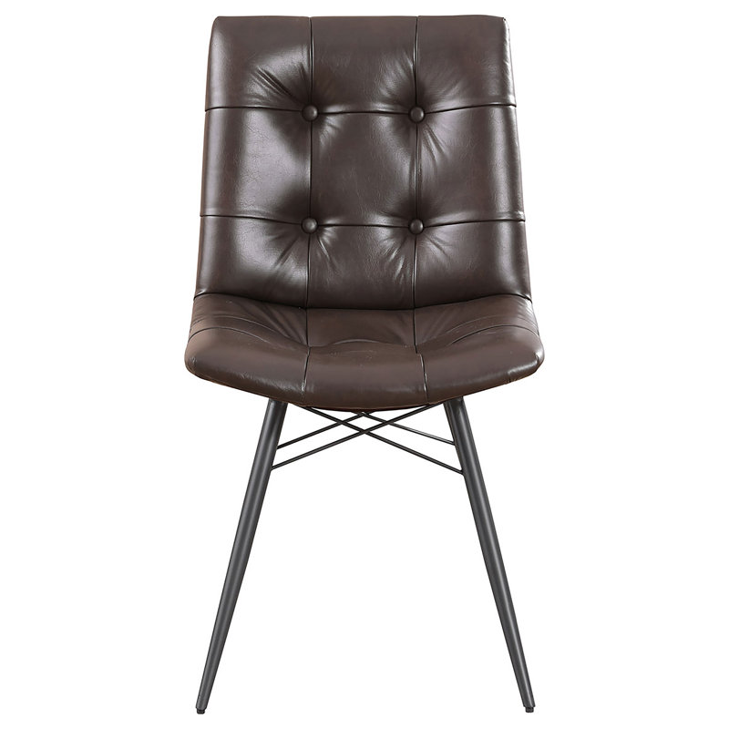 Chaise d'appoint rembourrée Clegg, Cuirette brune
