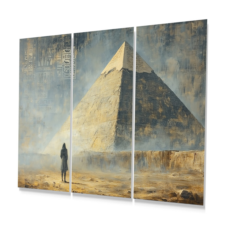 Égypte, grande pyramide antique de Gizeh - ensemble de décorations murales en Égypte, Métal métal, H 32 po x l 48 po x P 1 po