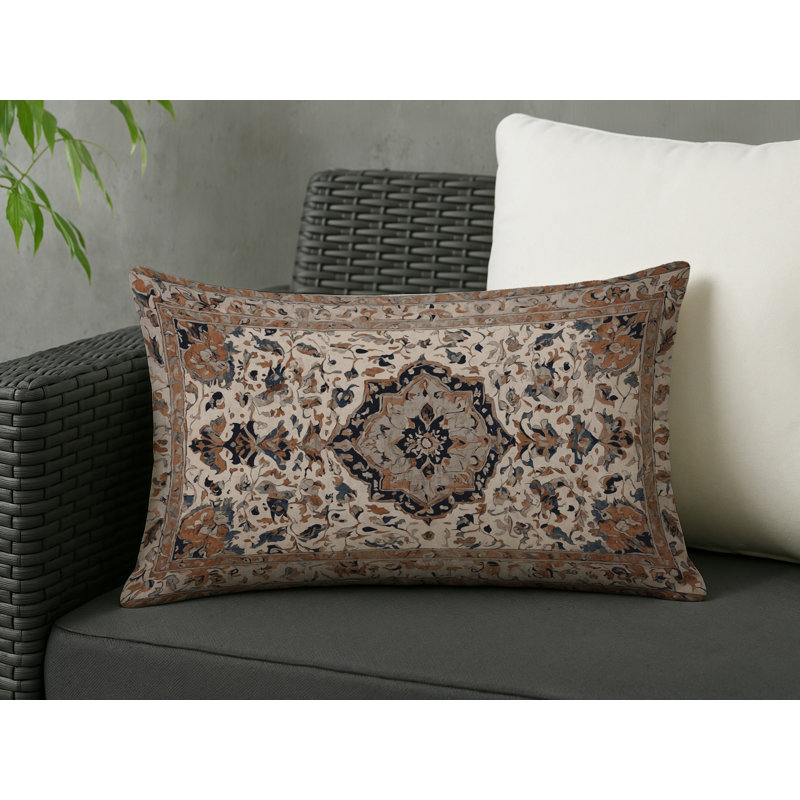 Coussin décoratif intérieur et extérieur Modern, Gris / bleu oriental 1, Rectangle H 20 po x l 14 po