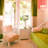 33"H Romance Pink/Green Drum Shade Geometric Glass Table Lamp