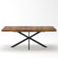 Table de salle à manger rectangulaire de 55,11 à 70,86 po avec plateau de rangement, plateau en bois antique et plaque en relief-474259304