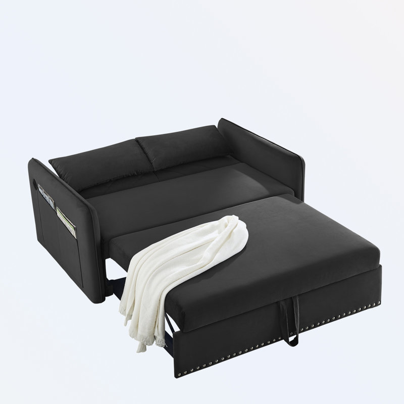 Futon rembourré Araluen 55, Velours noir