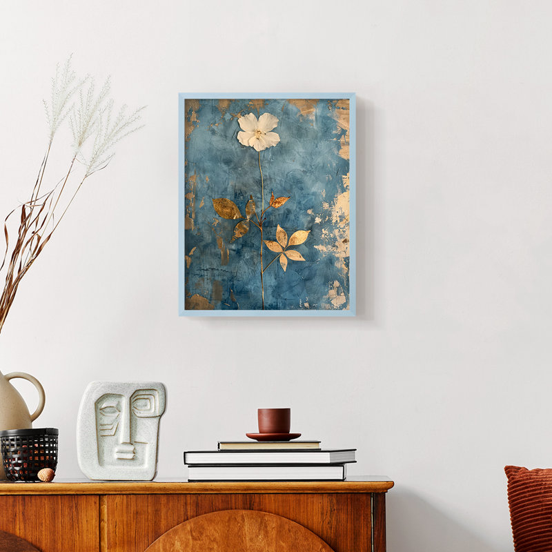 FLORAL Series XLIV - reproduction encadrée de qualité supérieure - prête à être accrochée - aucun clou requis, Bleu