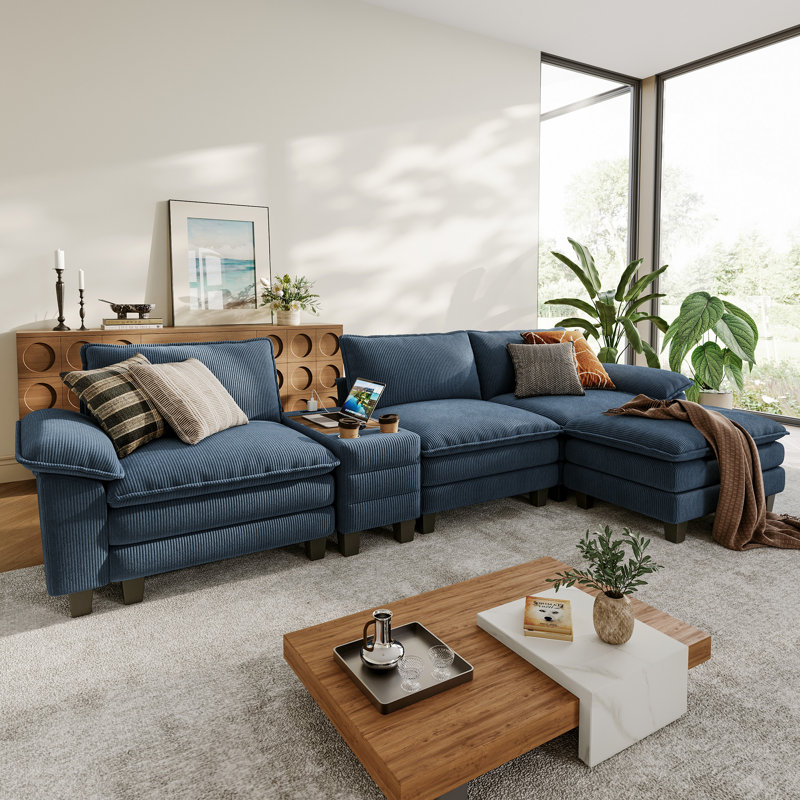  Canapé modulaire avec rangement en L 139 po Colbey, Marine