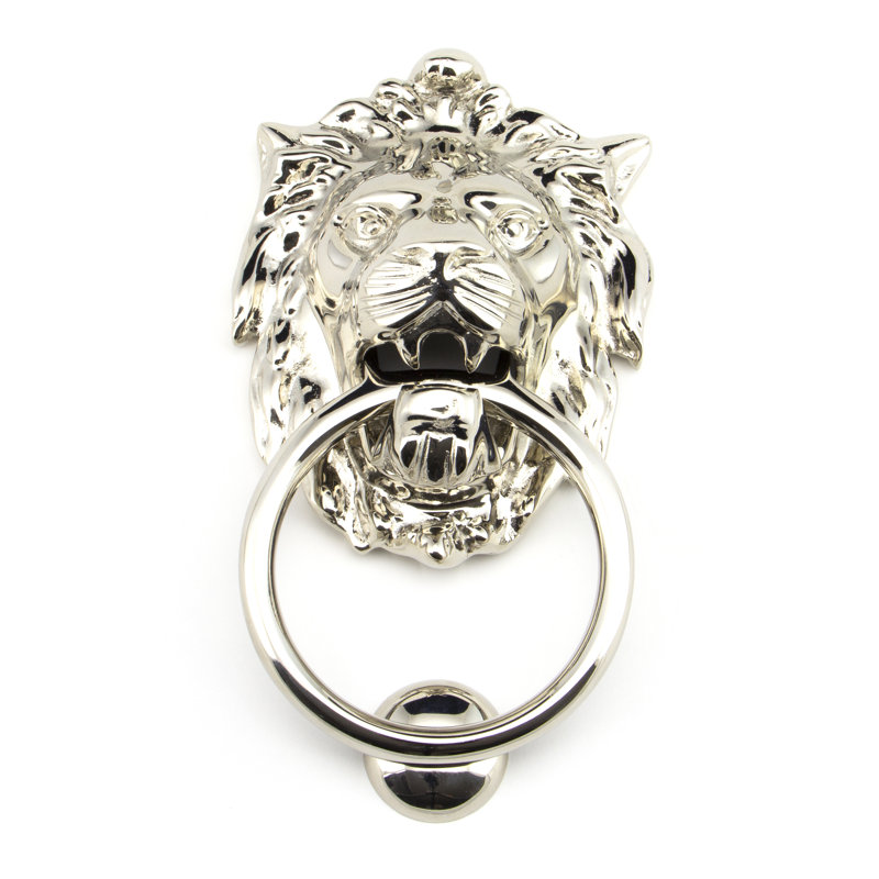 Lion's Head Door Knocker, Polished Nickel