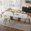 Ensemble de table de salle à manger 9 pièces pour 4 à 8 personnes, 1 table de salle à manger pliante en faux marbre + 8 chaises rembourrées, conception compacte pour les petits appartements et les salles à manger