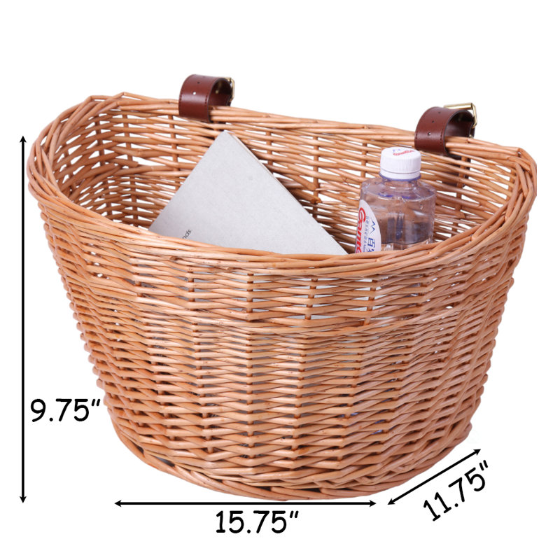 Panier avant en osier pour vélo, Naturel