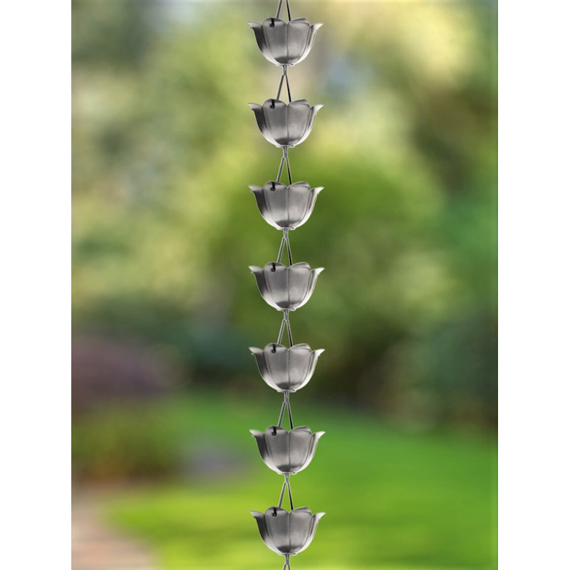 Pewter Aluminum Lotus Cup Rain Chain for Gutters