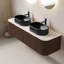 Meuble-lavabo de salle de bain 60 po avec lavabos 60 po, armoire de rangement moderne à bords courbés et rayés avec tiroirs, 2 vasques en céramique noire, pré-assemblé-1192479966