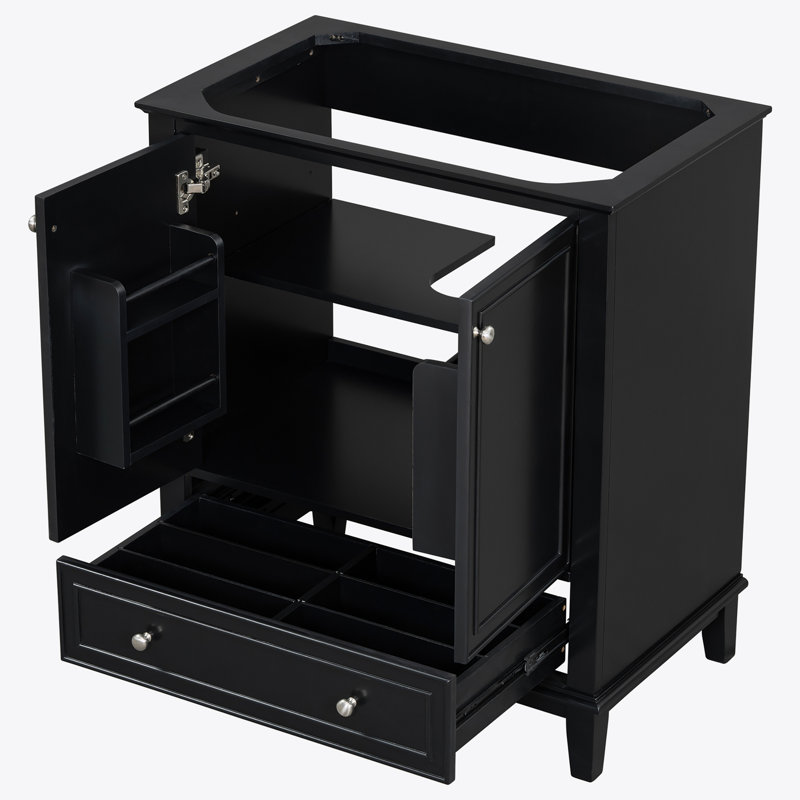 Meuble-lavabo 30 po sans lavabo, base seulement, armoire de salle de bain multifonctionnelle avec portes et tiroir, structure solide et panneau de fibres à densité moyenne
