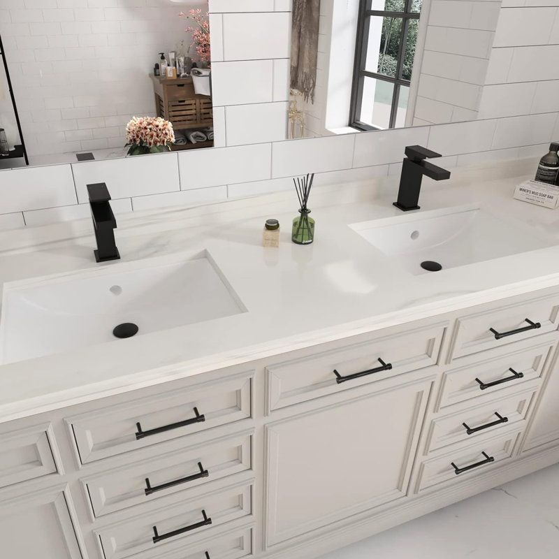 Robinet de salle de bain monotrou noir mat avec bonde escamotable, matériau en laiton massif, économiseur d'eau de 20%, levier pour le contrôle, drain de configuration de fuite et tuyaux d'alimentation en eau, rouille, économie, débit et température, bricolage