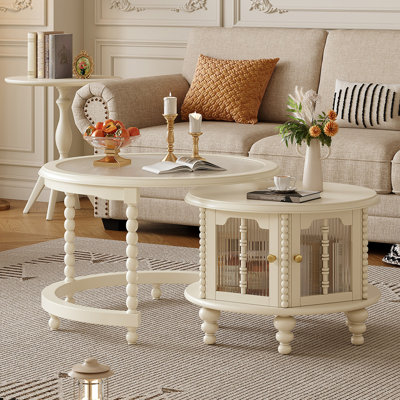Solid Cherry Wood Round Combination Coffee Table