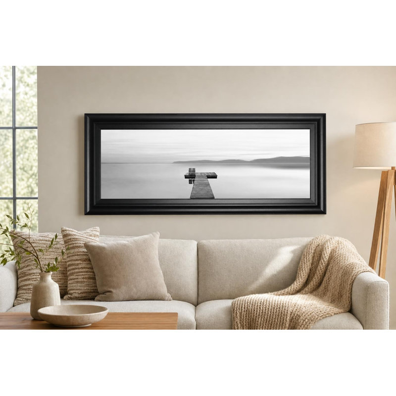 Tranquil Dock View Wall Art - 18" x 42" - Black Frame