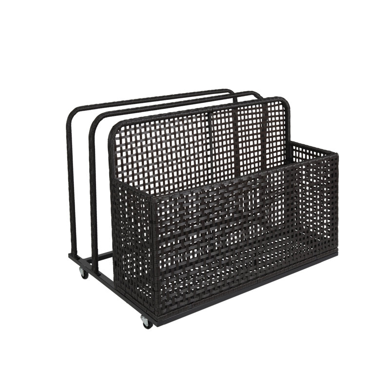 39.5"L*31.5"W*30"H Black Poolside Float Storage Organizer with Wheels 3-Section Outdoor Patio Storage Box Pool Float Holder for Pool Organization and Storage