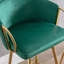 Tabourets de bar 30 pouces en velours avec repose-pieds chromé et pieds dorés, ensemble de 2-934297532