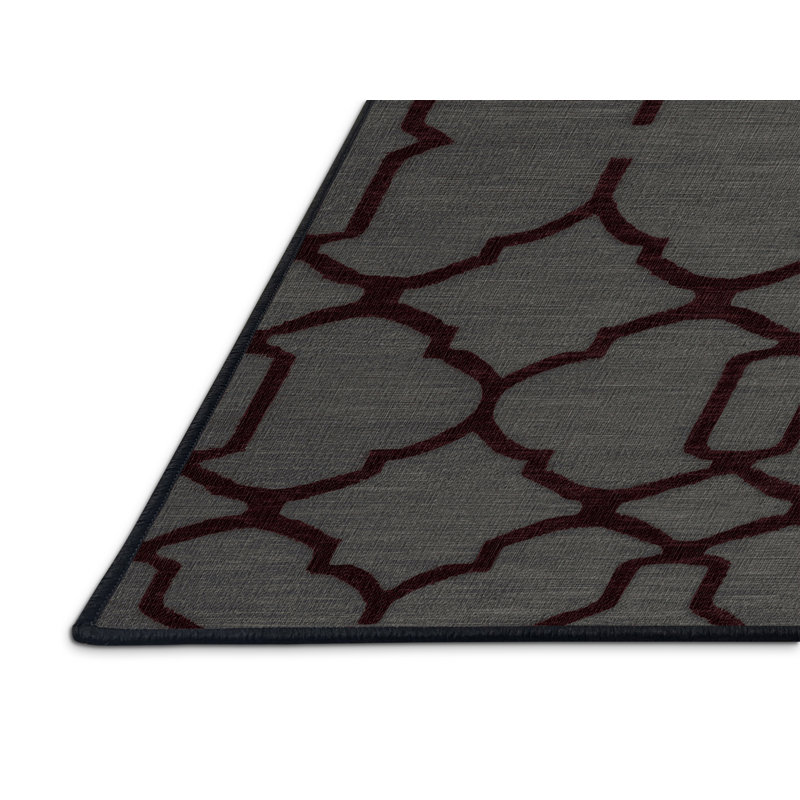 Machine Washable Trellis Black Area Rug, Rectangle 2' x 3'