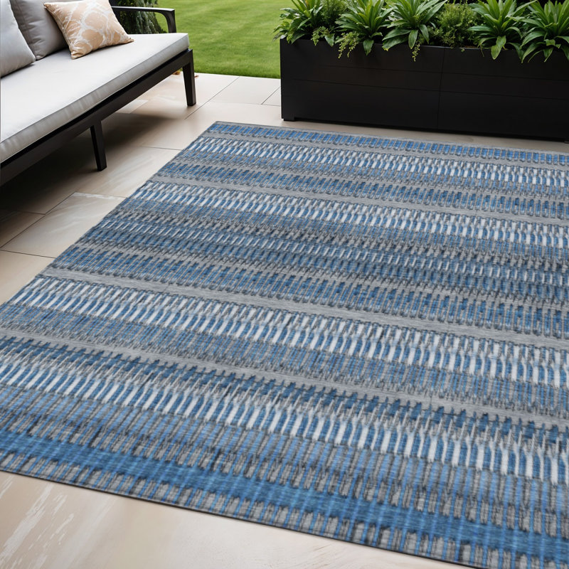 Tapis intérieur lavable rayé ivoire 5 pi x 8 pi