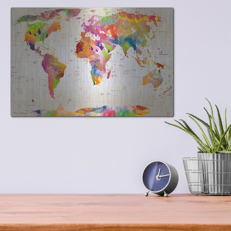 "Carte du monde" par Mark Ashkenazi, H 12 po x l 16 po