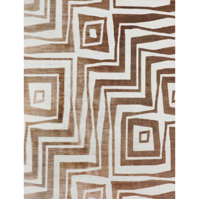 Geometric Area Rug in Ivory/Light Brown