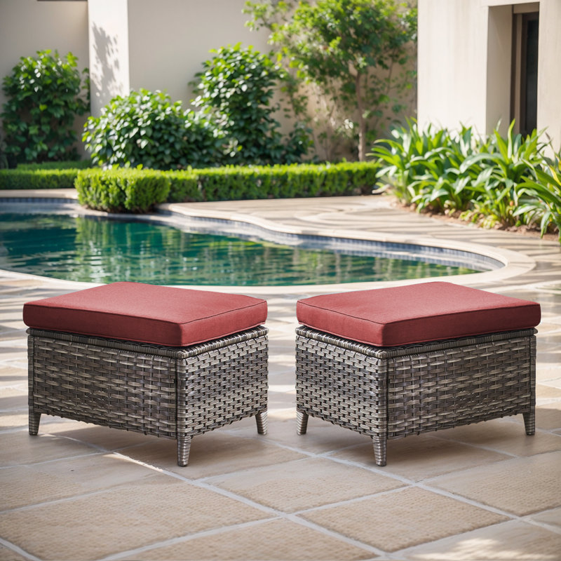 Repose-pieds d'extérieur avec coussin Naresa, Red