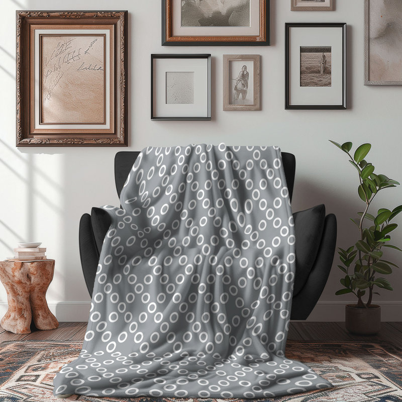 Grey Dots - couverture sherpa de qualité supérieure 1 pièce, L 60 po x L 80 po