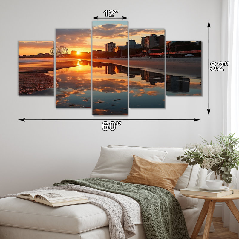  «Myrtle Beach South II - Nautique et plage, reproduction d'art sur toile - 5 panneaux