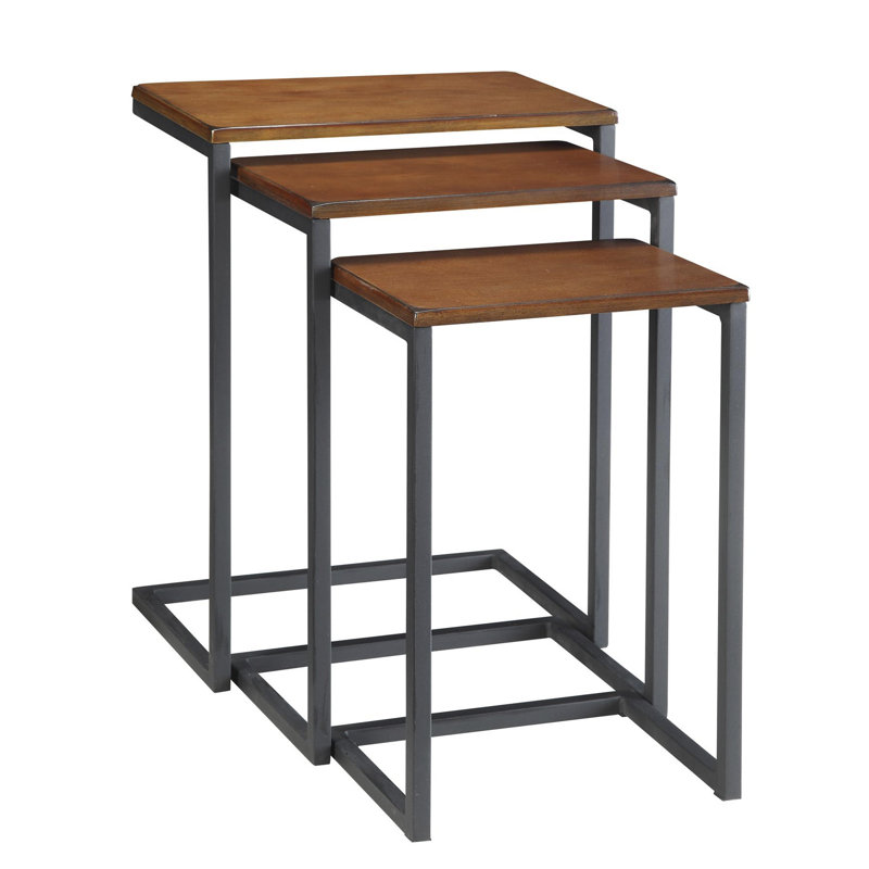 Table de bout rectangulaire en bois manufacturé 24 po noir et brun