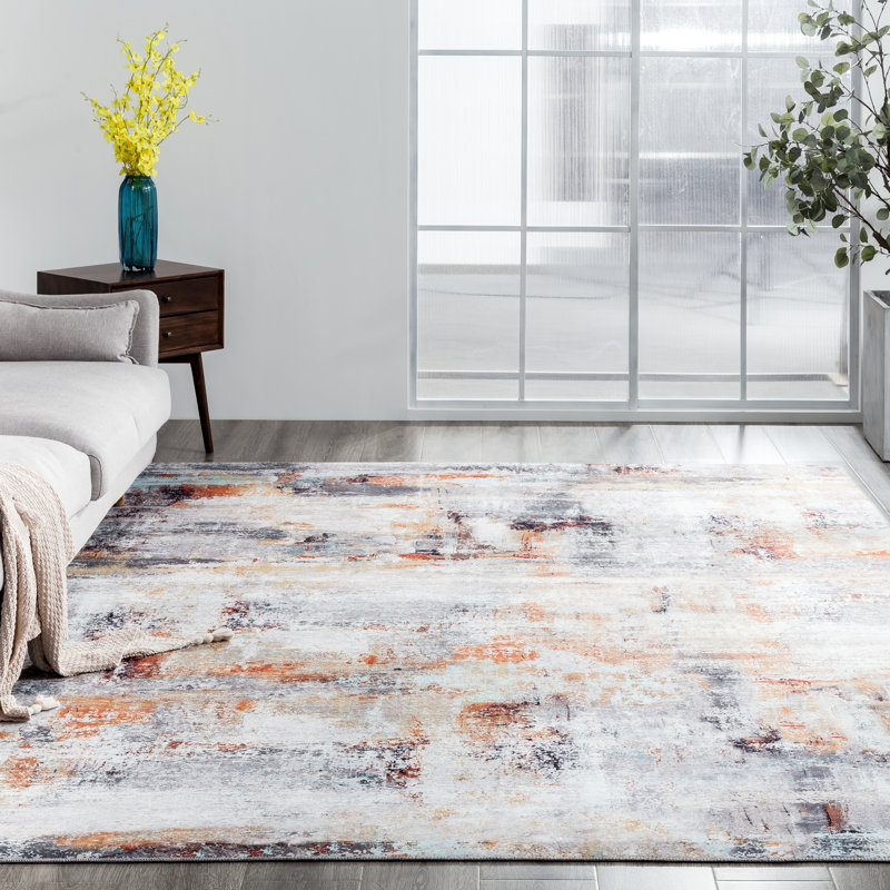 Lipe Abstract Area Rug in Gray, Rectangle 7'6" x 9'6"