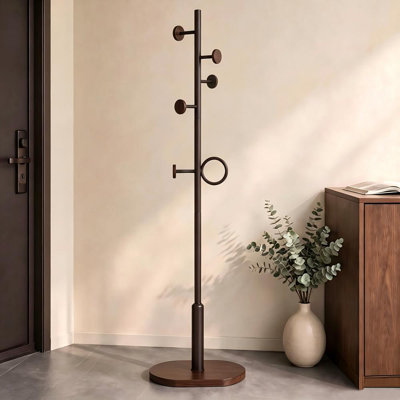 Porte-manteau sur pied, base en bois massif (noir)