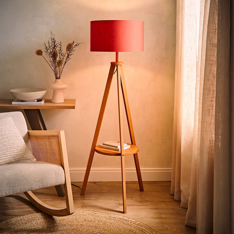 148cm Satin Tripod Floor Lamp, Red, No