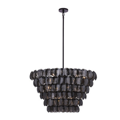 Lustre Uroko 34 po à 14 douilles, nickel noir