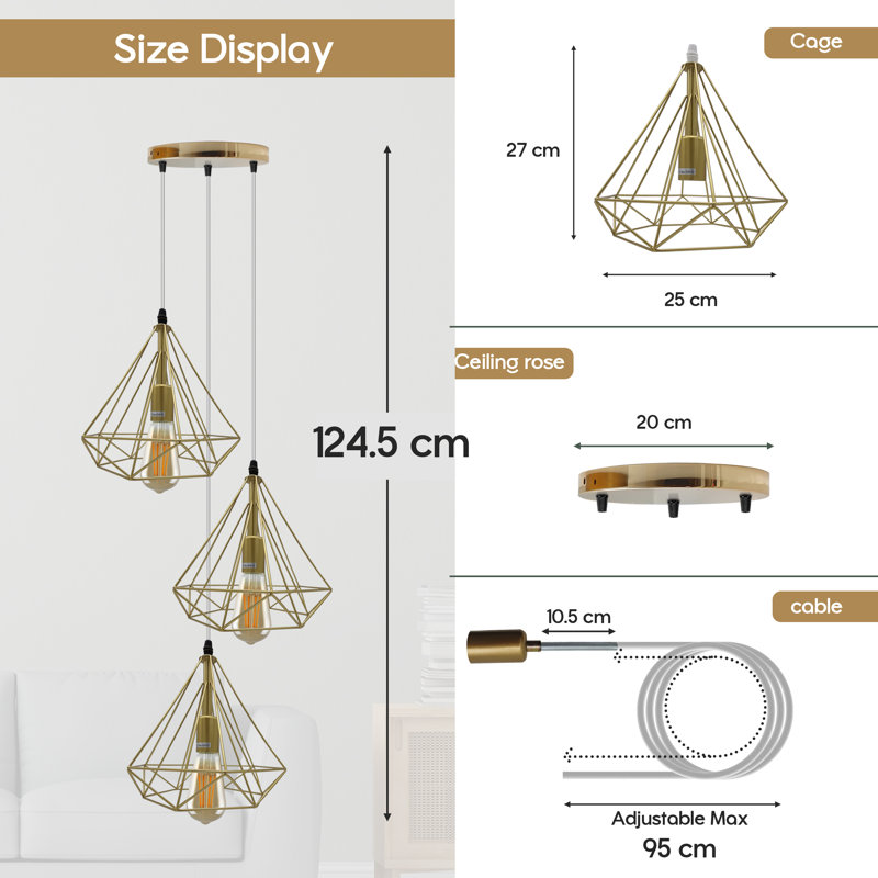 Marshall 3 - Light Gold Cluster Pendant