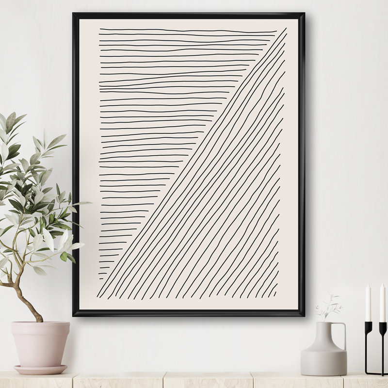 Minimal Geometric Lines IV - reproduction sur toile, H 32 po x l 24 po x P 1 po, Toile avec cadre noir