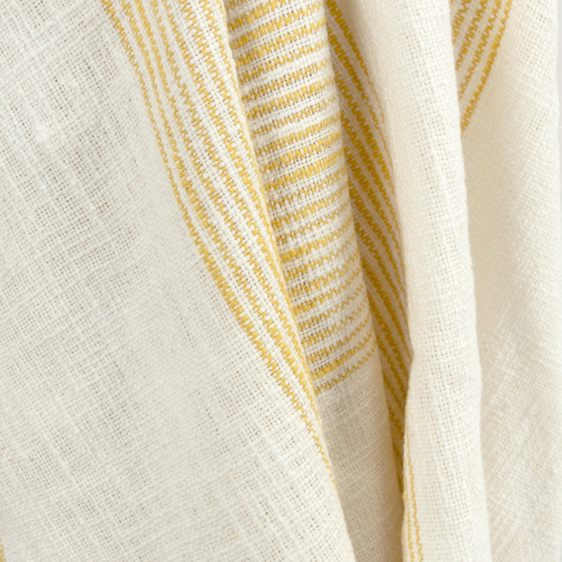 Hopkins 100% Cotton Throw, Ivory/Yellow