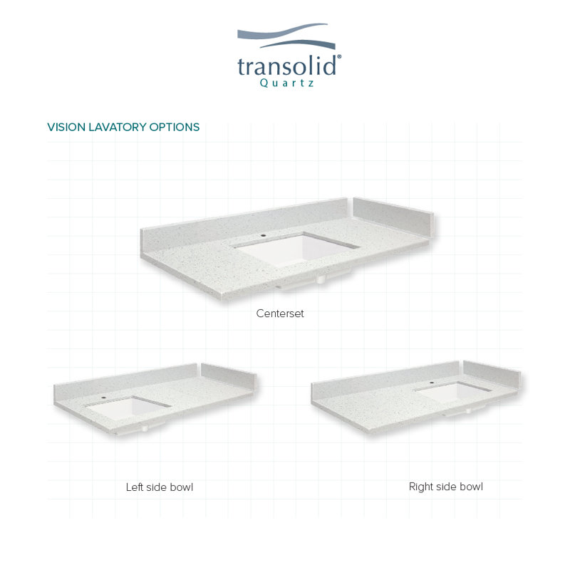 Plateau de meuble-lavabo simple 34,25 po Vision, Blanc Milan, Centres de 8 po