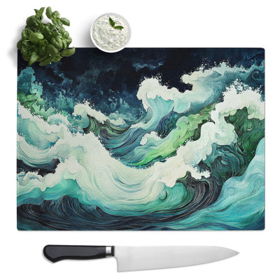 Ocean Artwork  Glass Chopping Board
