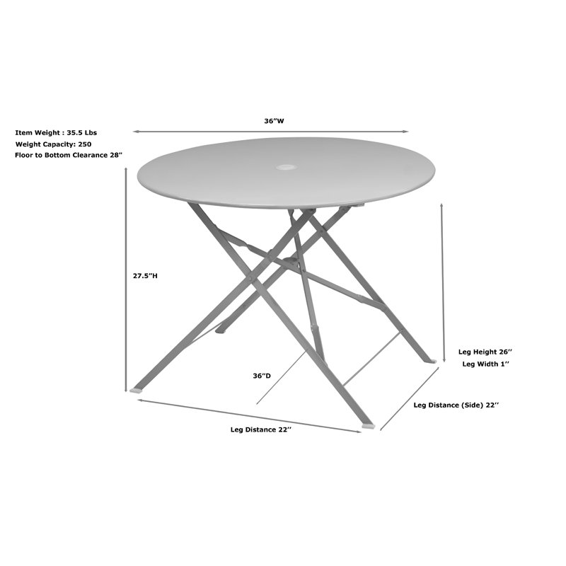 Table bistro ronde 36 po Jabbaar, Blanc