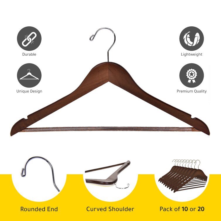 Rebrilliant Wilde Rubberized Wooden Top Non-Slip Hangers (Set of