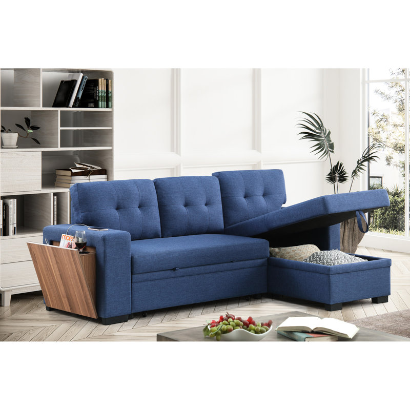 Canapé modulaire en lin bleu rembourré de mousse, rembourré de mousse, 92 po x l 53 po x H 34,5 po, Bleu