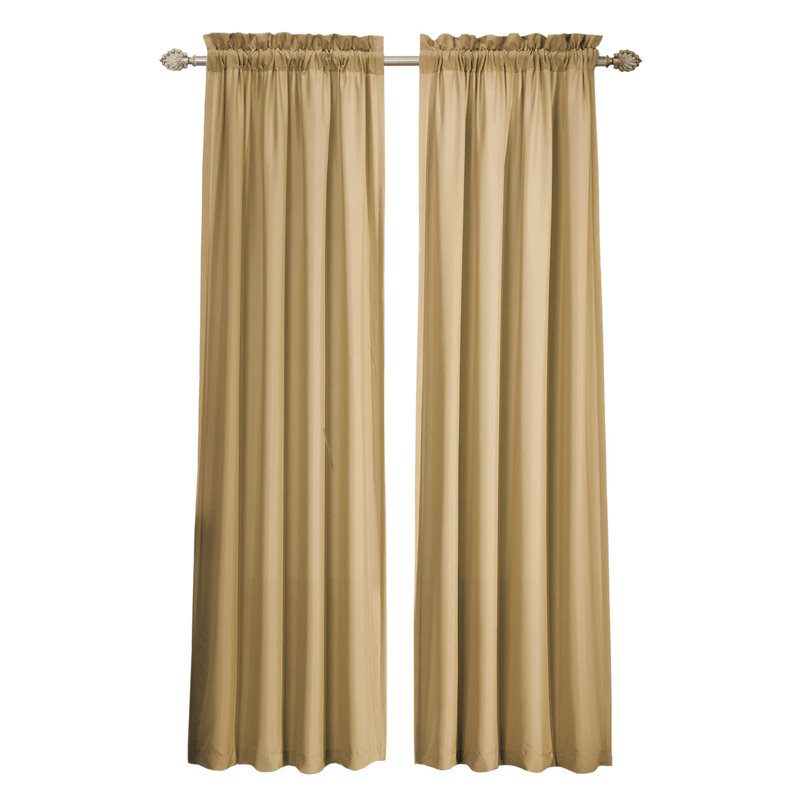 Rideau en microfibre avec passe-tringle, Taupe, L 38 po x L 63 po