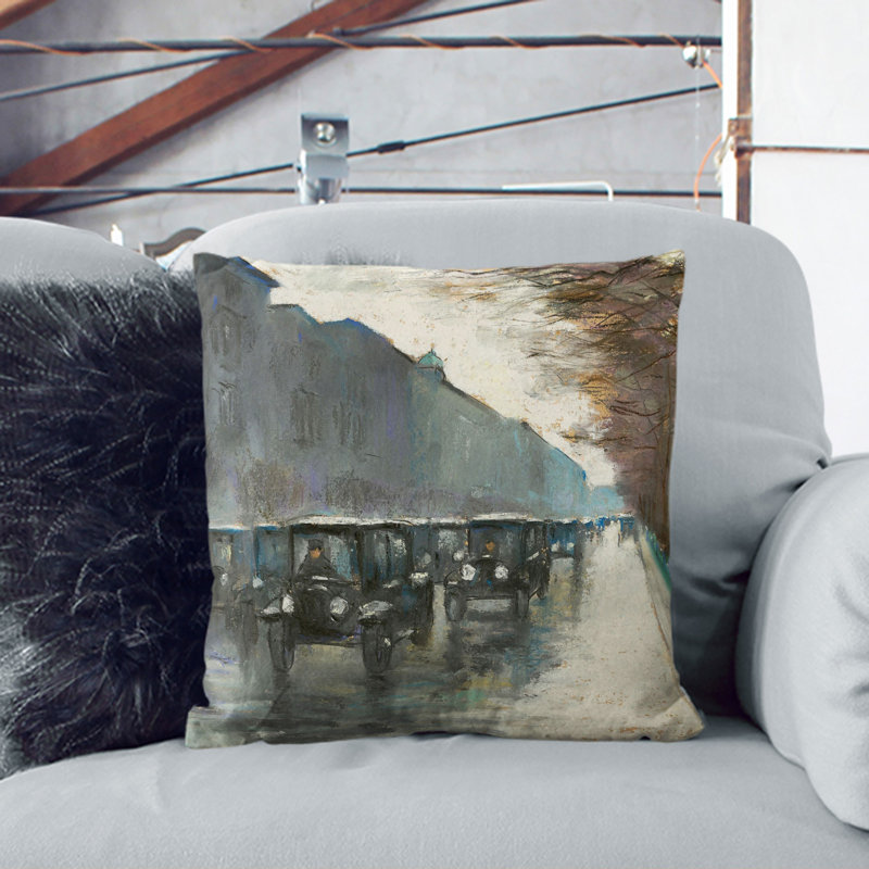 Cabs In The Rain Square Throw Cushion, 40cm H x 40cm W x 15cm D