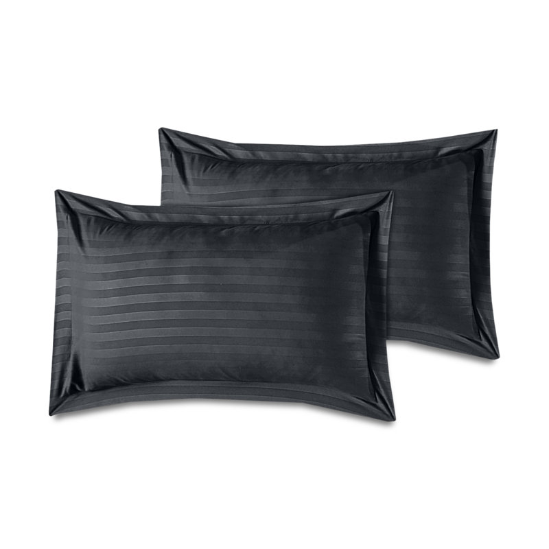 Microfiber/Polyester Striped Duvet Cover Set with Fitted Sheet Pillowcases , King Duvet Cover, Charcoal