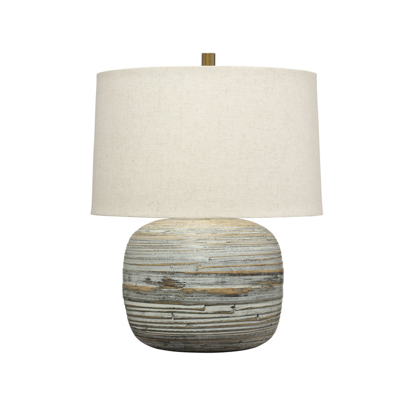 Cocoon Table Lamp, White Washed Bamboo
