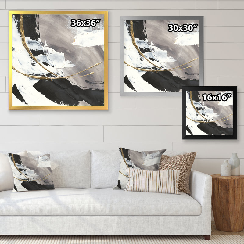 Glam Painted Arcs II - reproduction d'art sur toile encadrée, H 30 po x l 30 po x P 1 po, Cadre doré
