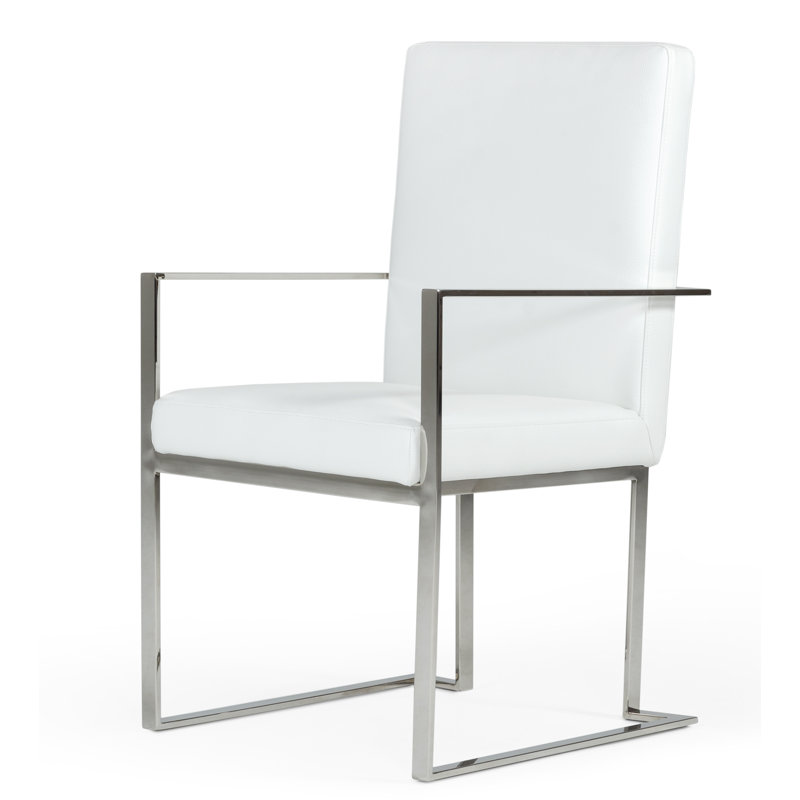 Jahtavious 18.5'' H Upholstered Armchair, White/Silver