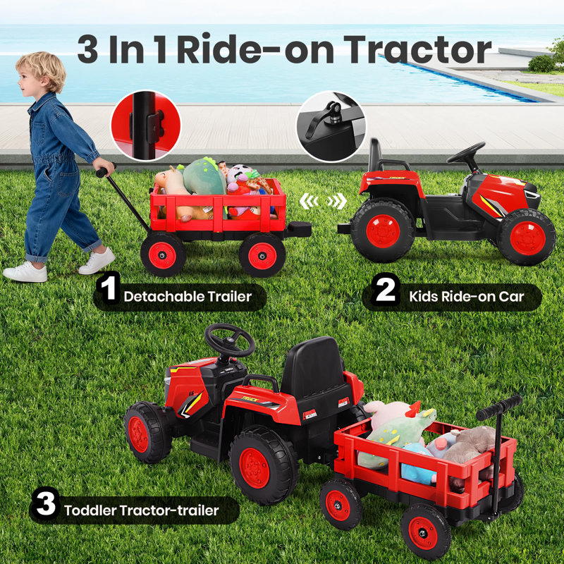 JooliH Battery Powered Ride On with Remote Control, Red
