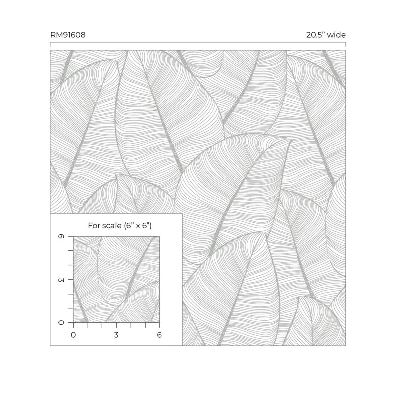 Rouleau de papier peint lisse L 33 pi x l 20,5 po Noyes, Gris / blanc