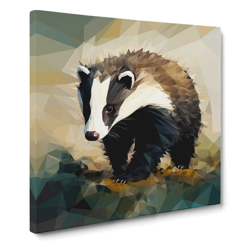 Badger Cubism No.1 - Wrapped Canvas, 50cm H x 50cm W x 3cm D